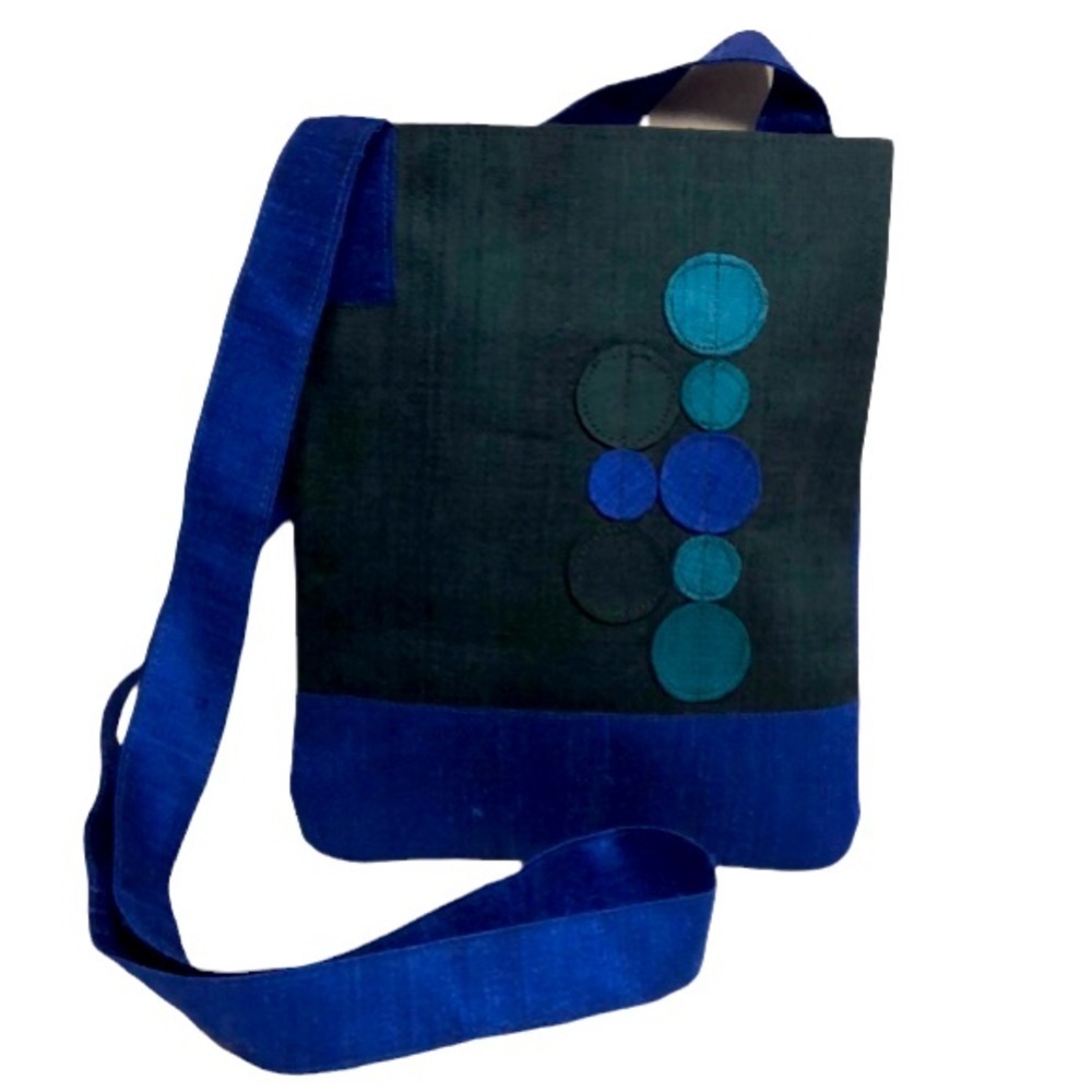 Silk Blue & Green Crossbody Bag Purse Fair Trade Handbag​​​​